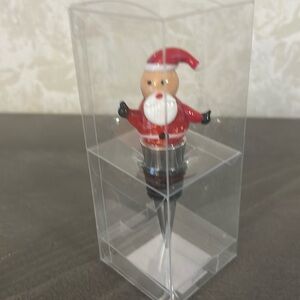 Boston Warehouse Art Glass Wine Bottle Stopper Santa Design New in Box